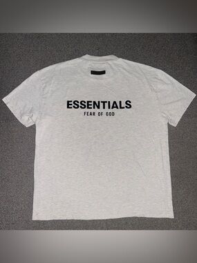 Essentials Light Gray Tee with Black Logo - Short Sleeve